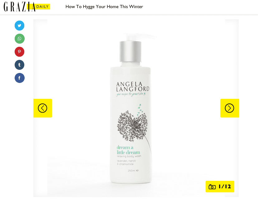Grazia Online names Angela Langford body wash dream a little dream an ultimate huge product
